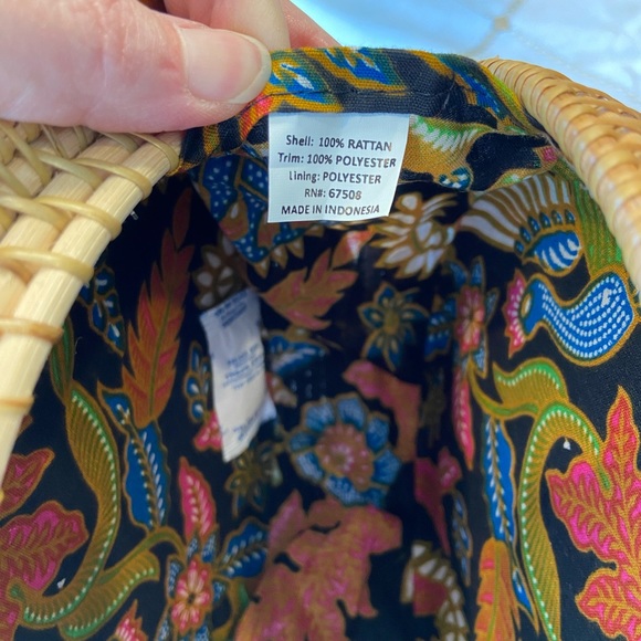 NWT 8” round rattan boho style ATA Grass cross body purse leather strap. - Picture 8 of 16